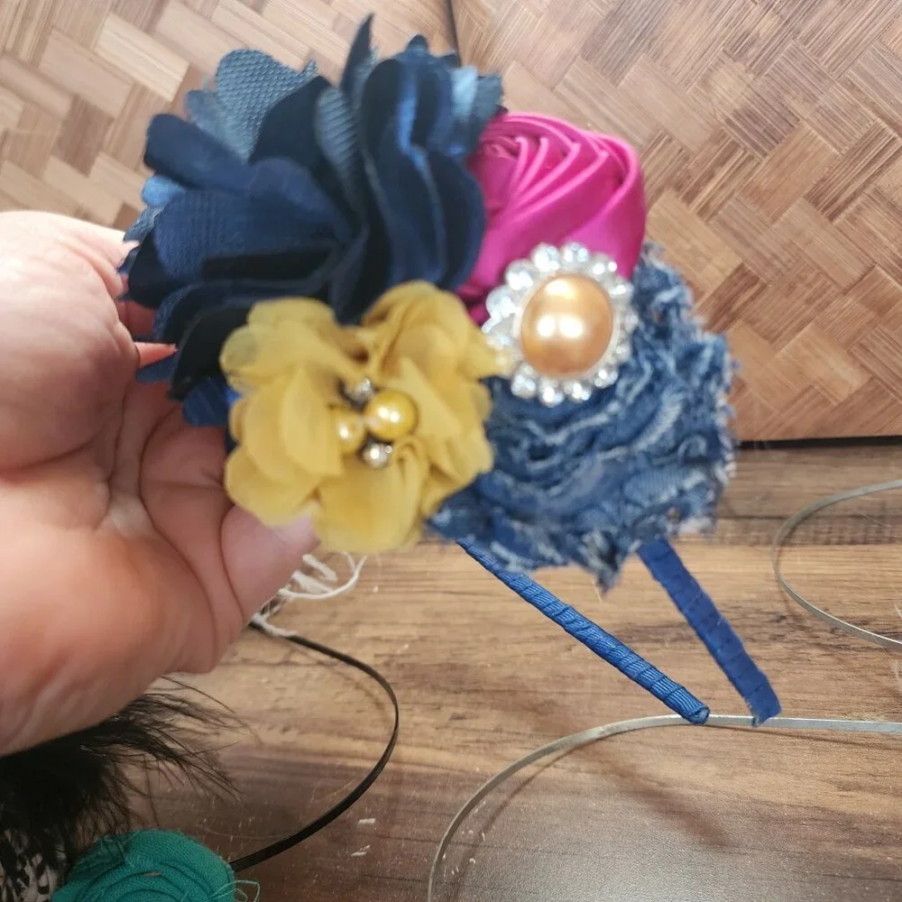 Lot of 14‎ Boutique Handmade Headbands Clips Barrettes Necklace Dress Up Props